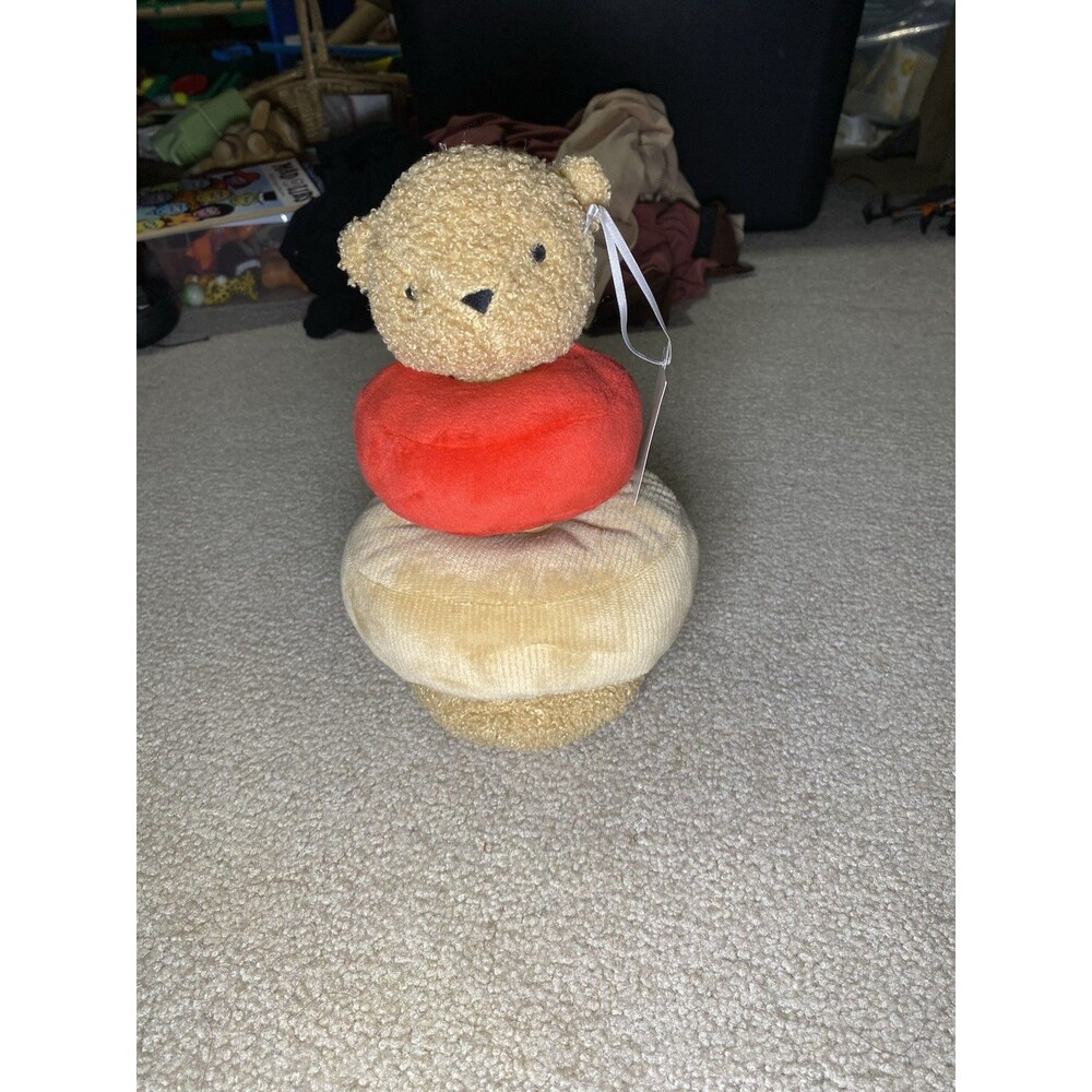 Cloud Island Plush Teddy Bear Ring Stacker Baby Sensory Toy Brown Red New